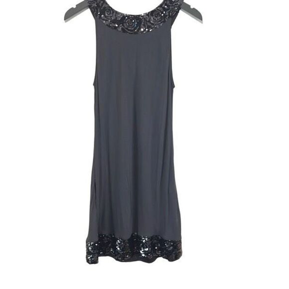 Express Women's Midi Shift‎ Dress Sequin Detail Side Pocket Medium Charcoal Gray - Picture 4 of 9